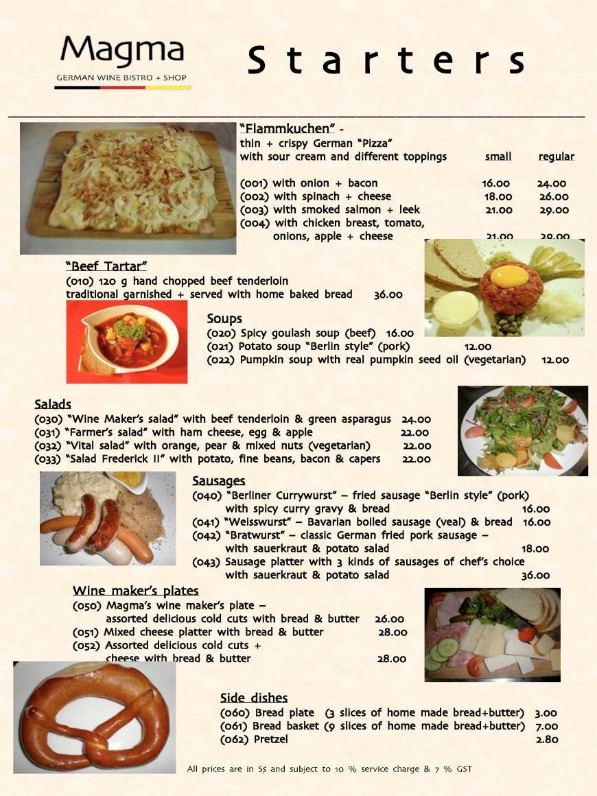  Pricelists of MAGMA GERMAN WINE BISTRO 2 - 4 Bukit Pasoh Road - Photo 11 of 19