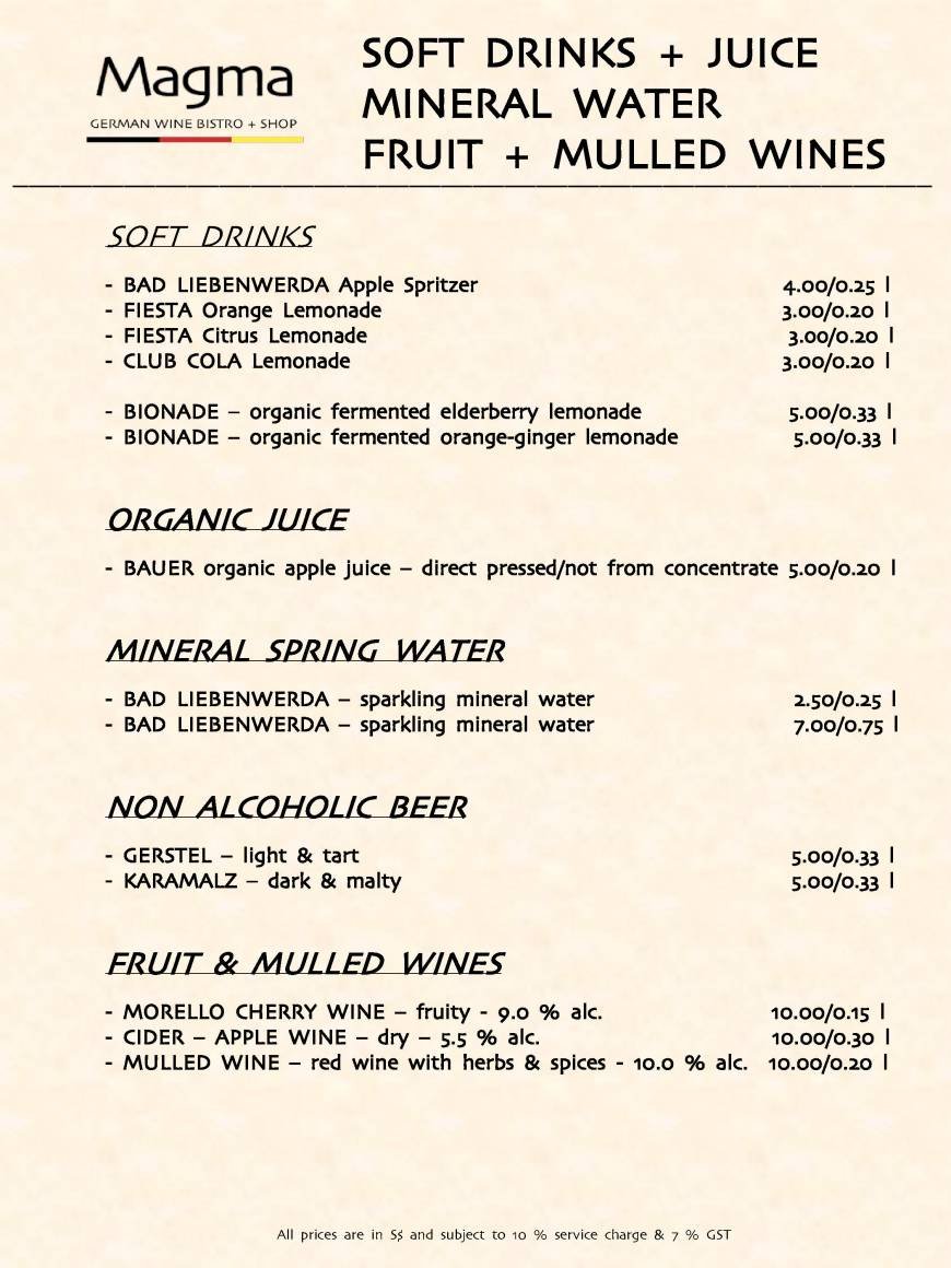  Pricelists of MAGMA GERMAN WINE BISTRO 2 - 4 Bukit Pasoh Road - Photo 14 of 19