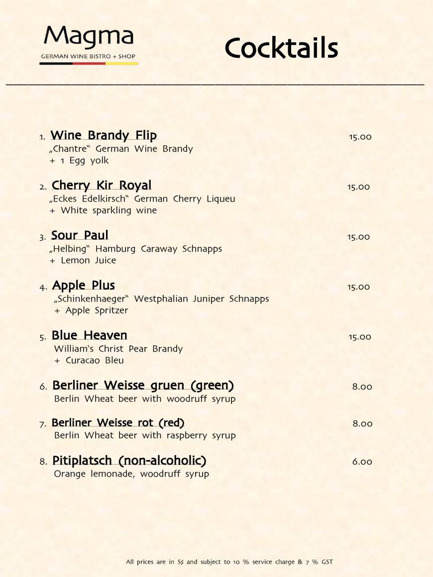  Pricelists of MAGMA GERMAN WINE BISTRO 2 - 4 Bukit Pasoh Road - Photo 12 of 19