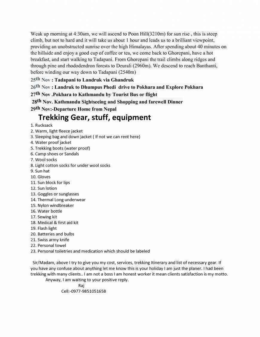  Pricelists of Annapurna Base Camp Trekking manamaiju-8 - Photo 2 of 3