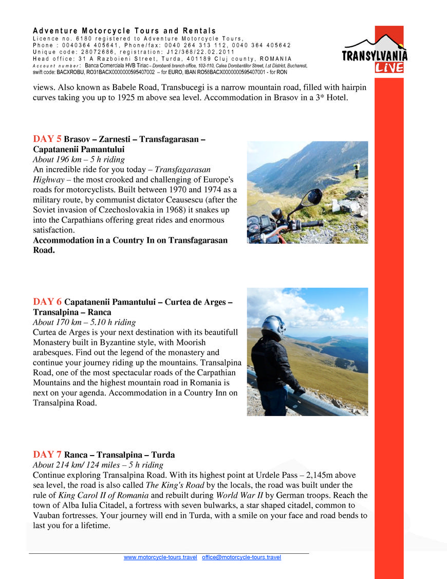 Pricelists of Adventure Motorcycle Tours and Rentals 31A Razboieni Street, 1st floor, Heliport Building - Photo 4 of 5