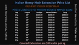 Menus & Prices, wavy remy hair extension, DELHI