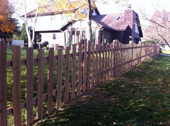 Custom designed scallop top wood picket fence installed in Granger, IN Profile Photos of Custom Fence Company 2265 reum rd - Photo 10 of 49 Custom designed scallop top wood picket fence installed in Granger, IN Profile Photos of Custom Fence Company 2265 reum rd - Photo 10 of 49