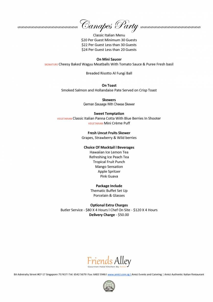  Pricelists of Friends Alley Catering 8A Admiralty Street #07-17 - Photo 5 of 39