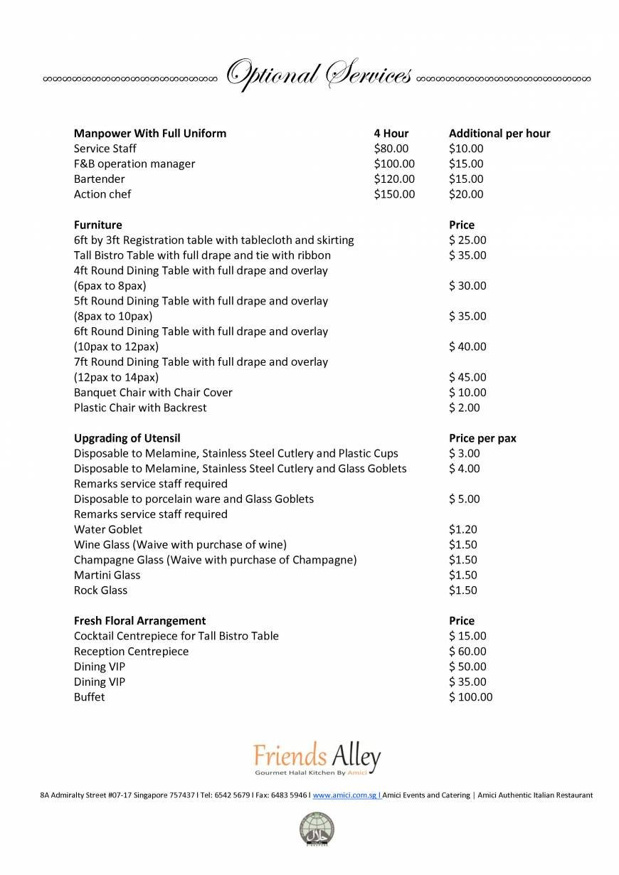  Pricelists of Friends Alley Catering 8A Admiralty Street #07-17 - Photo 15 of 39