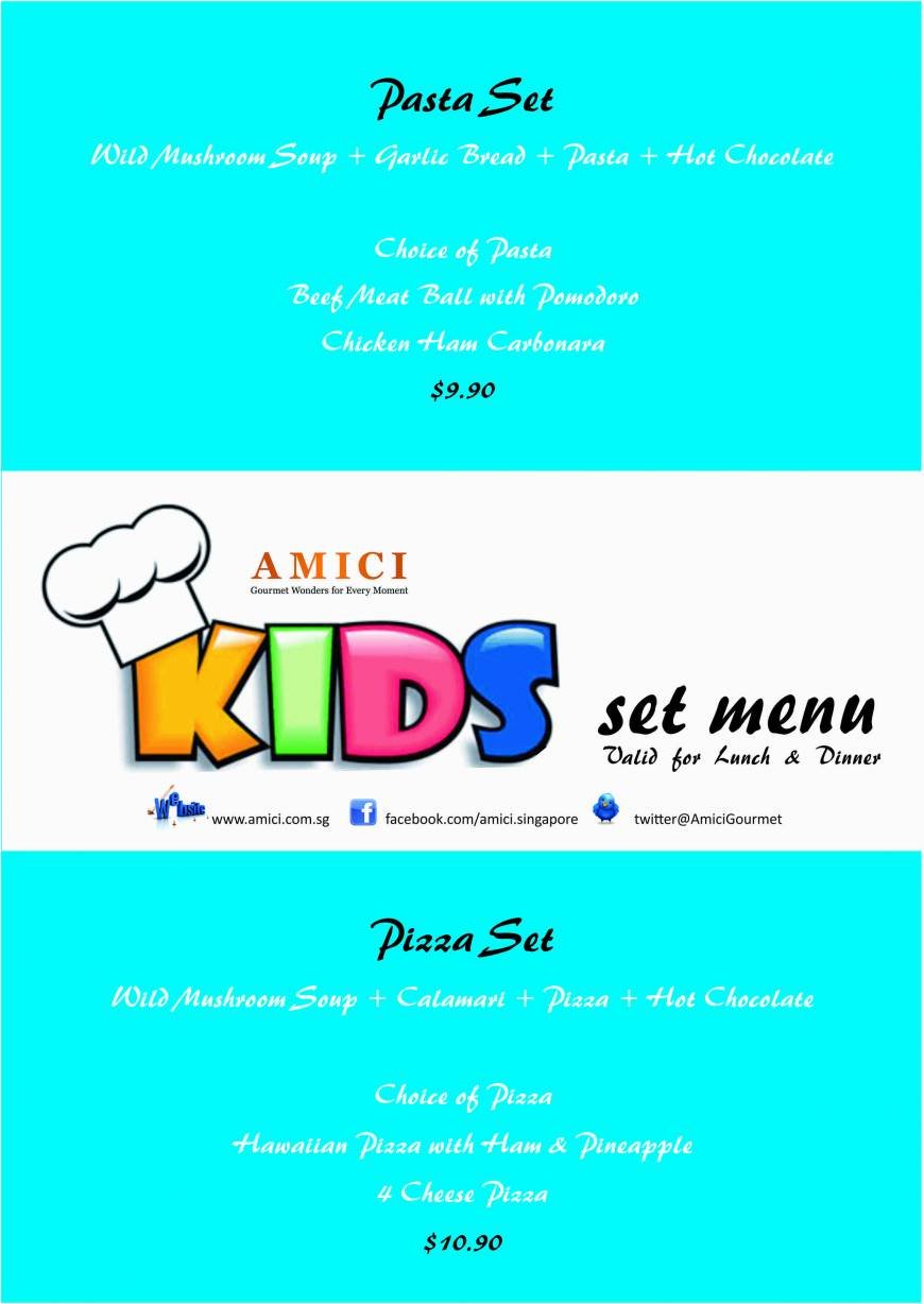  Pricelists of Amici Italian Restaurant Singapore 275 Holland Avenue, Holland Village - Photo 1 of 5