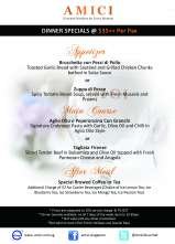 Menus & Prices, Amici Italian Restaurant Singapore, Singapore