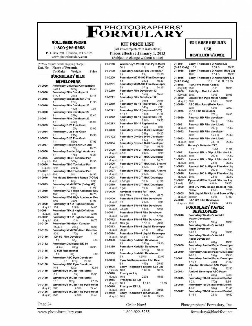  Pricelists of Photographers Formulary Inc 7079 Hwy 83 N - Photo 2 of 8