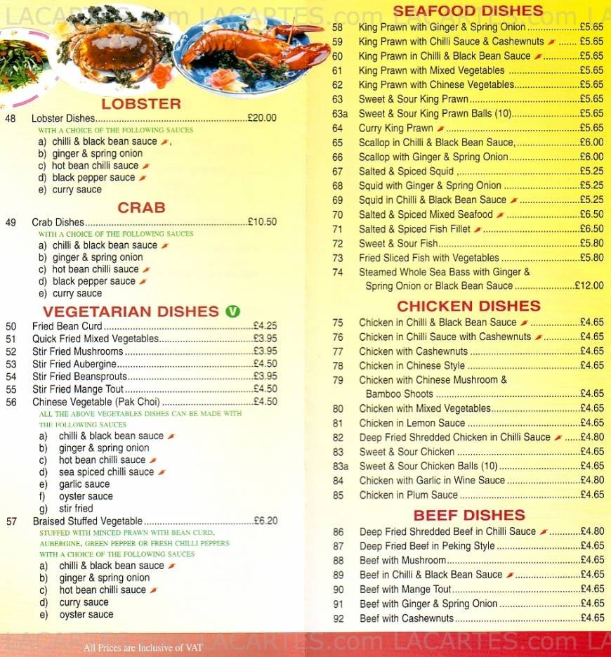  Pricelists of Hung's Chinese Restaurant 2 Sunnyhill Road - Photo 2 of 4