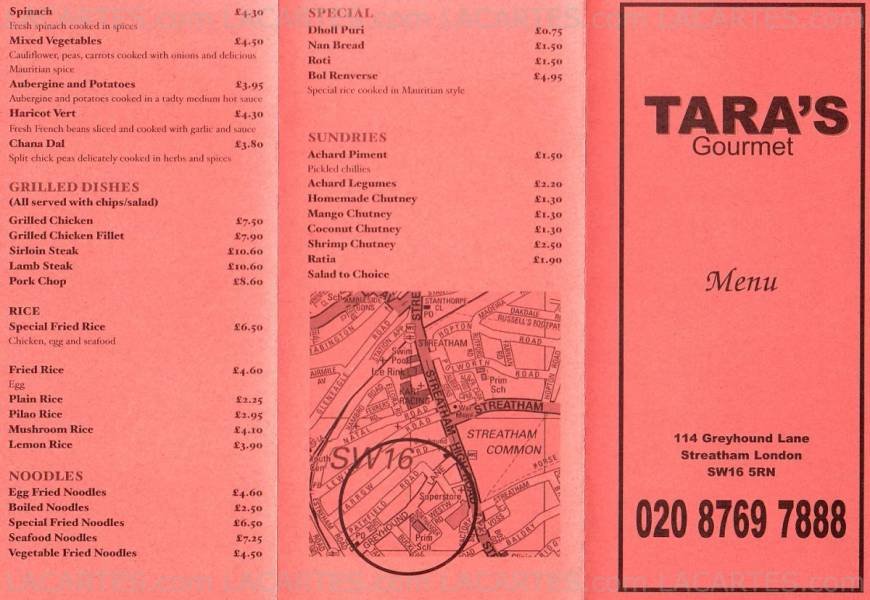 Pricelists of Tara's Gourmet Restaurant 114 Greyhound Lane - Photo 2 of 2