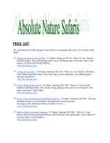 Menus & Prices, Absolute Nature Safaris, Nairobi