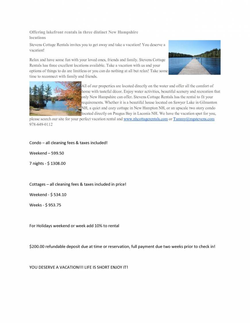  Pricelists of Stevens Cottage Rentals of New Hampshire 1116 Weirs Blvd - Photo 1 of 1