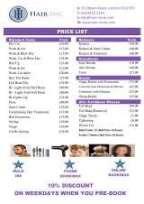 Menus & Prices, Hair Inc., London