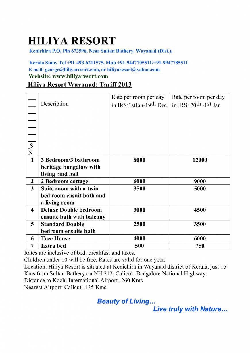  Pricelists of Hiliya Resort Kenichira PO - Photo 2 of 2