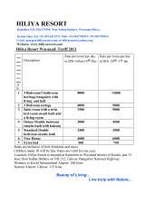 Menus & Prices, Hiliya Resort, Sulthan Bathery