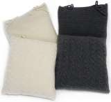KNITTED PLAIT CUSHION CASHMERE AND WOOL BLEND
25% Cashmere 75% Merino wool, knitted cushion with plait traditional workingÂ and English rib working on back, closed with string, padding included. The cushion is aÂ precious complement of interior decoratio, Cashmerewool, Biella