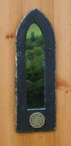 Killyliss slate mirror with knotwork design, handmade in Ireland. Killyliss Studio Irish Gifts 40 Killyliss Road 