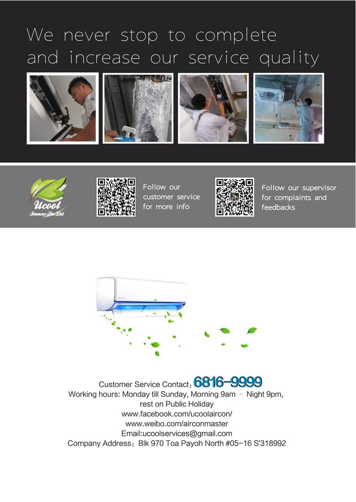  Ucool - Aircon Service Offer of Ucool Aircon Services Pte Ltd Blk 970 Toa Payoh North #05-16 S'318992 - Photo 1 of 12