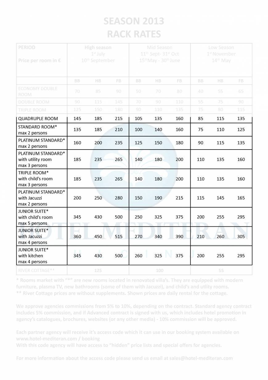  Pricelists of Hotel Mediteran Ulcinj Mujo Ulqinaku bb - Photo 2 of 2