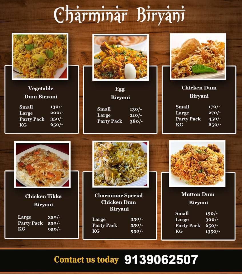  Pricelists of Charminar Biryani Model Colony, Shivaji Nagar - Photo 1 of 1