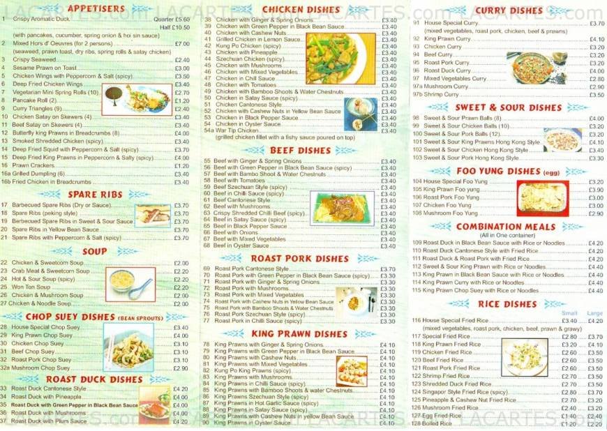  Pricelists of Wing Lee Chinese Takeaway 295 Sydenham Road - Photo 1 of 4