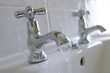 Close-up of Victorian-style basin taps, Plumbers Wellington, Lower Hutt