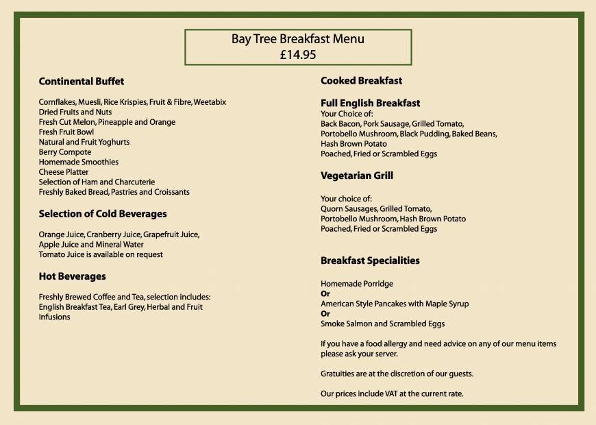  Pricelists of The Bay Tree Restaurant East Grinstead The Felbridge Hotel & Spa  London Road - Photo 4 of 6