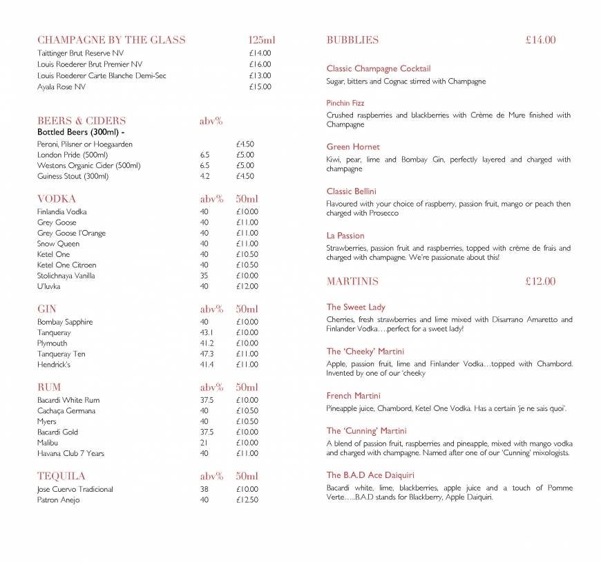  Pricelists of The Glasshouse Restaurant at The Grove THE GROVE | London's Country Estate - Photo 23 of 27
