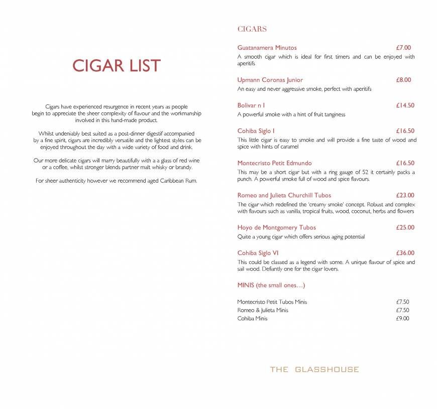  Pricelists of The Glasshouse Restaurant at The Grove THE GROVE | London's Country Estate - Photo 20 of 27