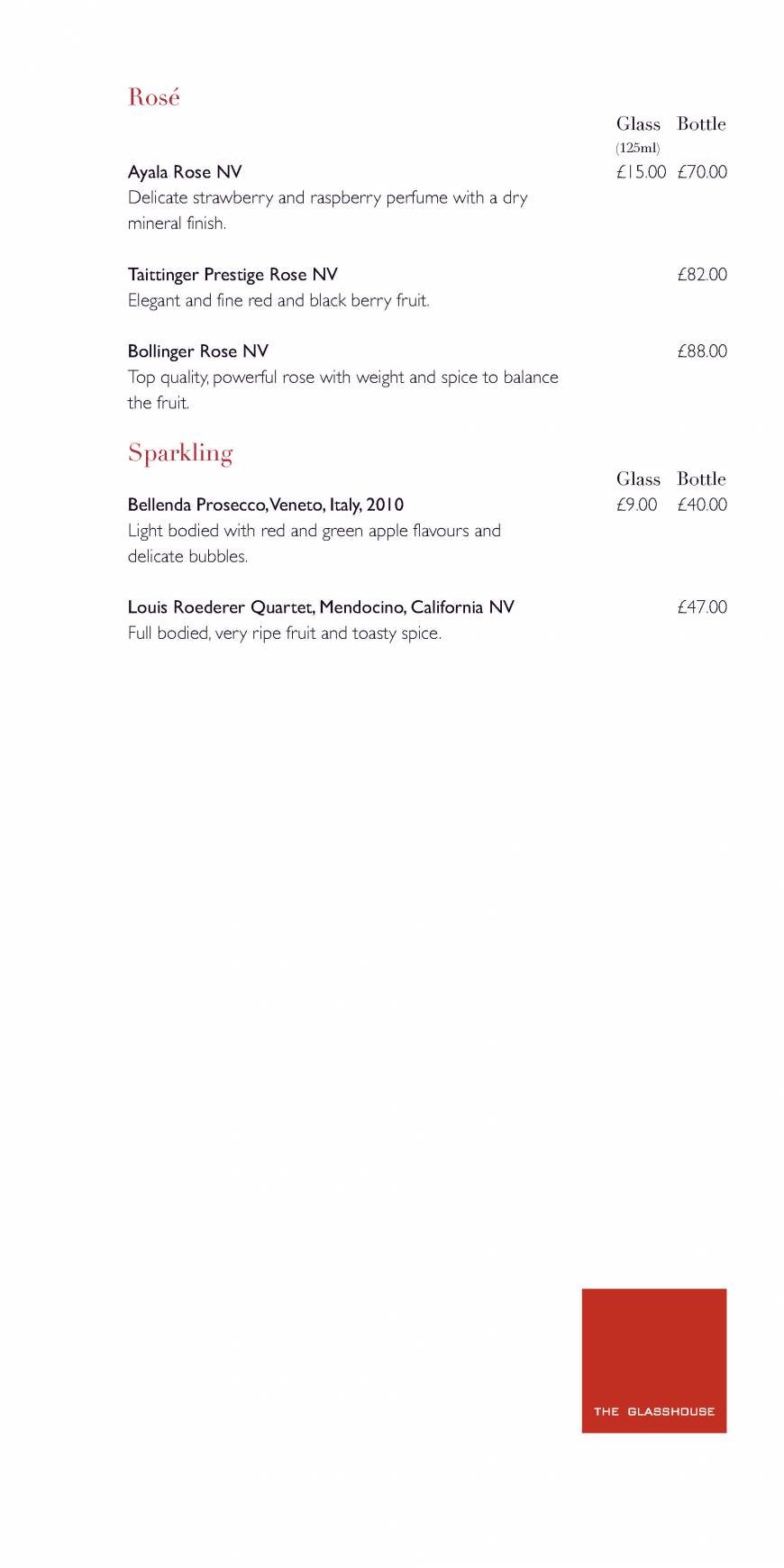  Pricelists of The Glasshouse Restaurant at The Grove THE GROVE | London's Country Estate - Photo 17 of 27