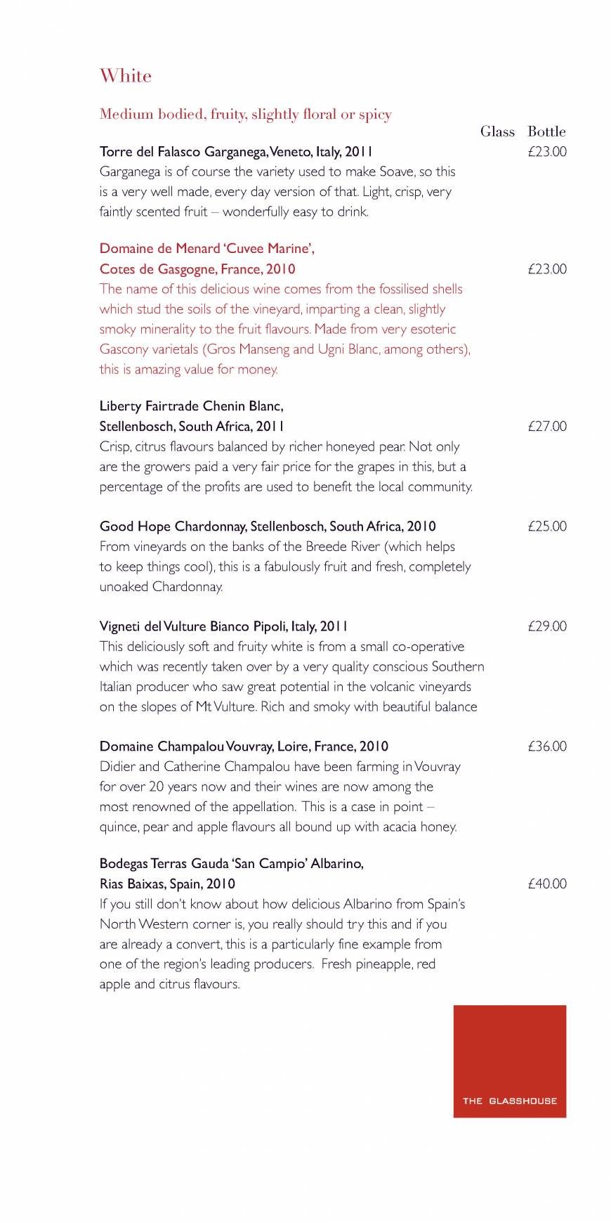  Pricelists of The Glasshouse Restaurant at The Grove THE GROVE | London's Country Estate - Photo 1 of 27