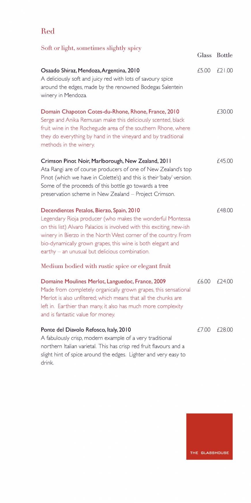  Pricelists of The Glasshouse Restaurant at The Grove THE GROVE | London's Country Estate - Photo 12 of 27