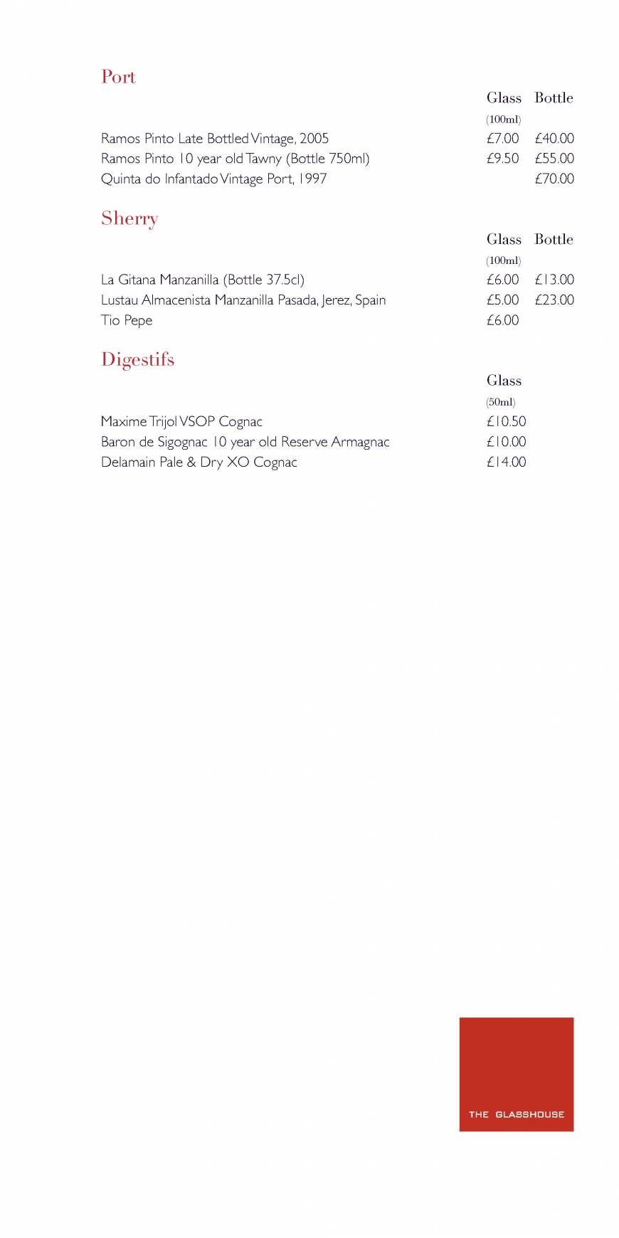  Pricelists of The Glasshouse Restaurant at The Grove THE GROVE | London's Country Estate - Photo 6 of 27