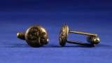 Pair of Steampunk style cufflinks made from bronze and clay. Small size - diameter 9mm (3/8