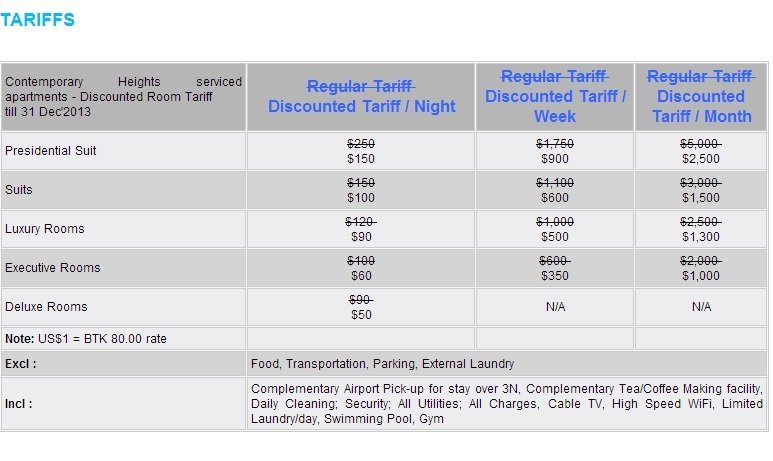  Pricelists of Contemporary Heights Hotel & Apartments Plot No-21, Road-1/A - Photo 1 of 1