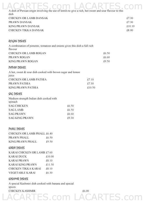  Pricelists of T Raj Tandoori Restaurant 133 - 135 Brighton Road - Photo 5 of 8