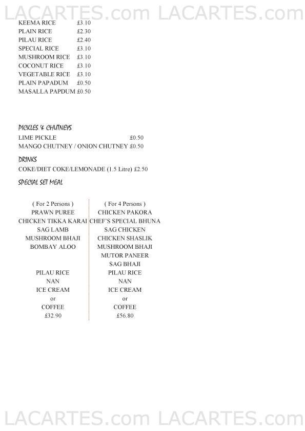  Pricelists of T Raj Tandoori Restaurant 133 - 135 Brighton Road - Photo 8 of 8