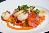 Plancha de seiches et gambas, piperade au chorizo du River CafÃ© !, River CafÃ©, Issy les Moulineaux