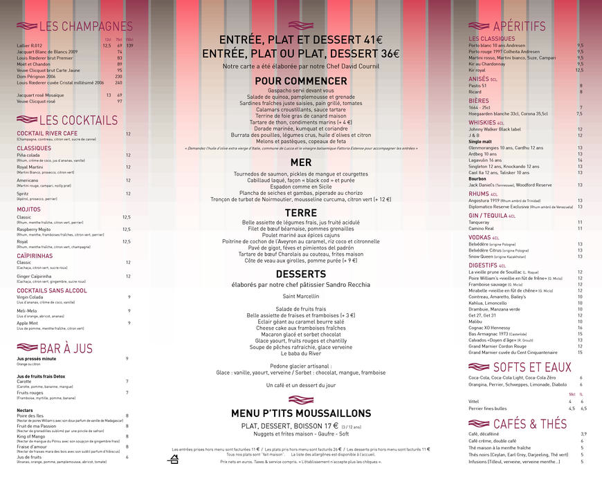  Pricelists of River CafÃ© 146 Quai de Stalingrad - Photo 1 of 2