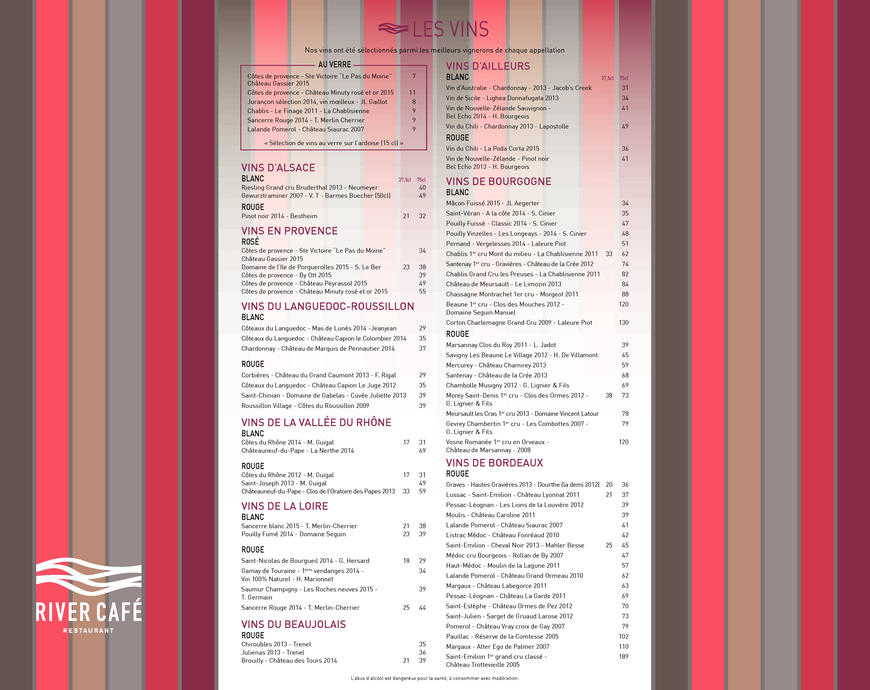  Pricelists of River CafÃ© 146 Quai de Stalingrad - Photo 2 of 2