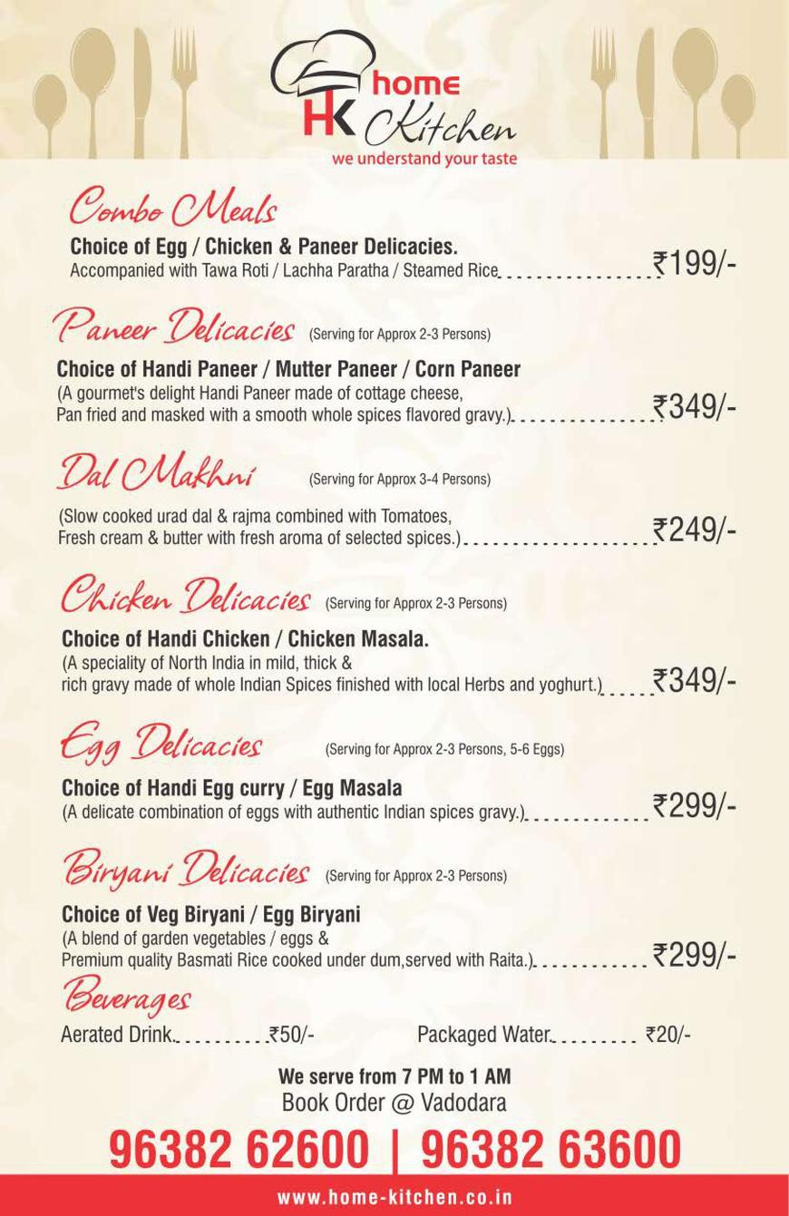  Pricelists of Home Kitchen - Online Food Ordering Services E-304, Sarjanam, Nilkanth Greens, Beside DPS School, Kalali Road - Photo 1 of 1