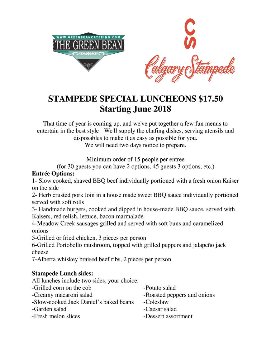  Pricelists of Green Bean Restaurant & Catering 102 550 6th Avenue SW - Photo 3 of 6