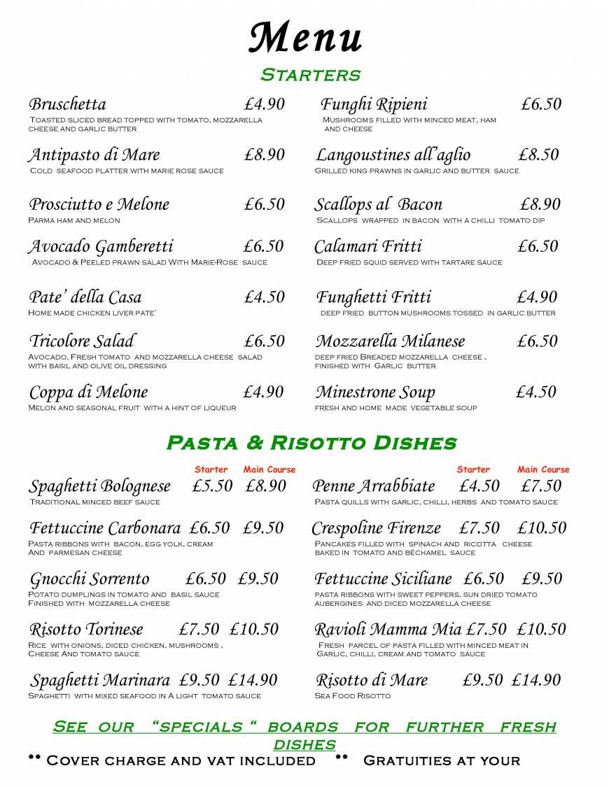  Pricelists of Umberto Ristorante Italiano 361 Ley Street - Photo 1 of 5