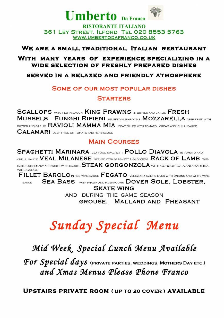  Pricelists of Umberto Ristorante Italiano 361 Ley Street - Photo 5 of 5