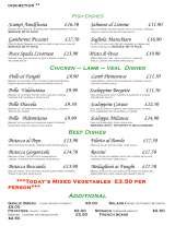 Menus & Prices, Umberto Ristorante Italiano, Ilford