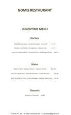  Pricelists of Nomis Restaurant Bridgnorth 65 St. Marys Street - Photo 1 of 4