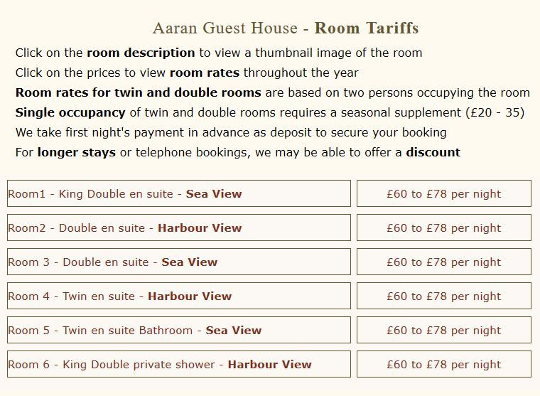  Pricelists of Aaran Guesthouse 2 Esplanade - Photo 2 of 2