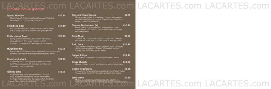  Pricelists of Samsara Indian Restaurant 23 - 25 High Street - Photo 3 of 7