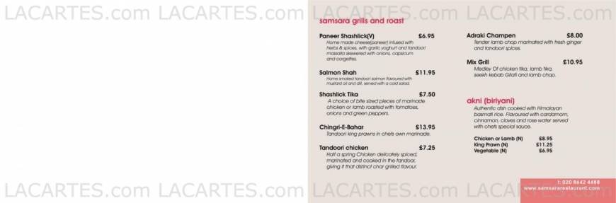  Pricelists of Samsara Indian Restaurant 23 - 25 High Street - Photo 4 of 7