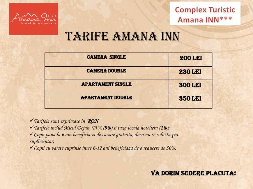  Pricelists of Hotel Amana Inn Ion Campineanu, 1 - Photo 1 of 1
